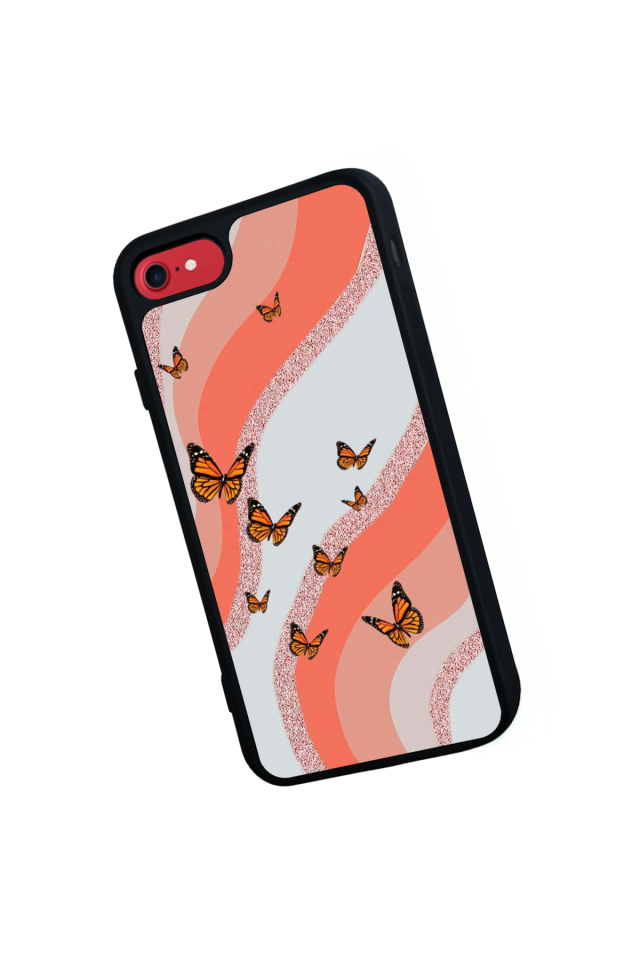 iPhone SE Uyumlu Kelebek Tasarımlı Glossy Premium Kılıf