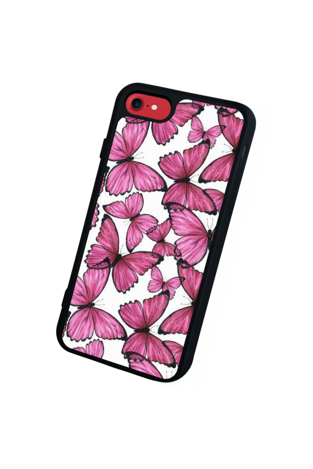iPhone SE Uyumlu Kelebek Tasarımlı Glossy Premium Kılıf