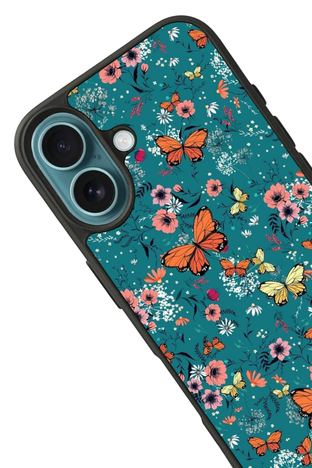 iPhone 16 Plus Uyumlu Kelebek Tasarımlı Glossy Premium Kılıf