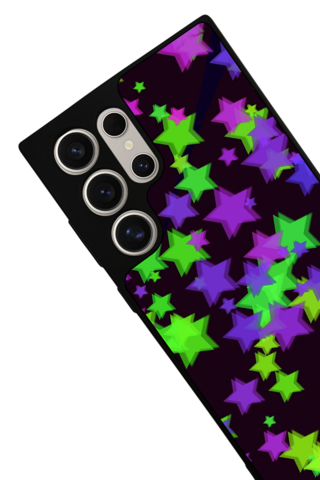 Samsung Galaxy S22 Ultra Uyumlu Retro Yildizlar Tasarımlı Glossy Premium Kılıf