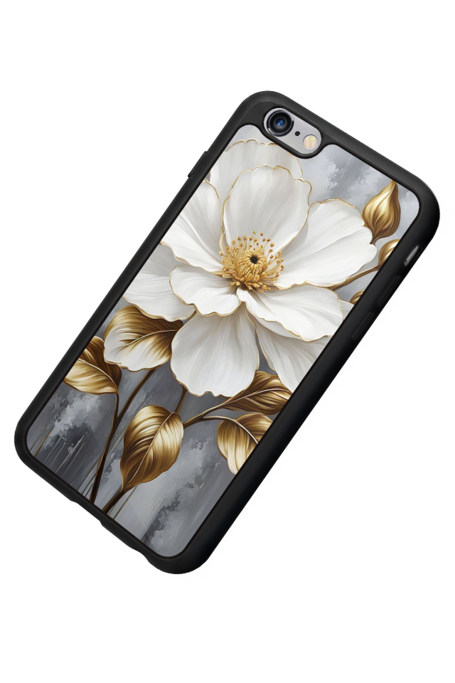 iPhone 6s Plus Uyumlu Yaldizli Cicek Tasarımlı Glossy Premium Kılıf