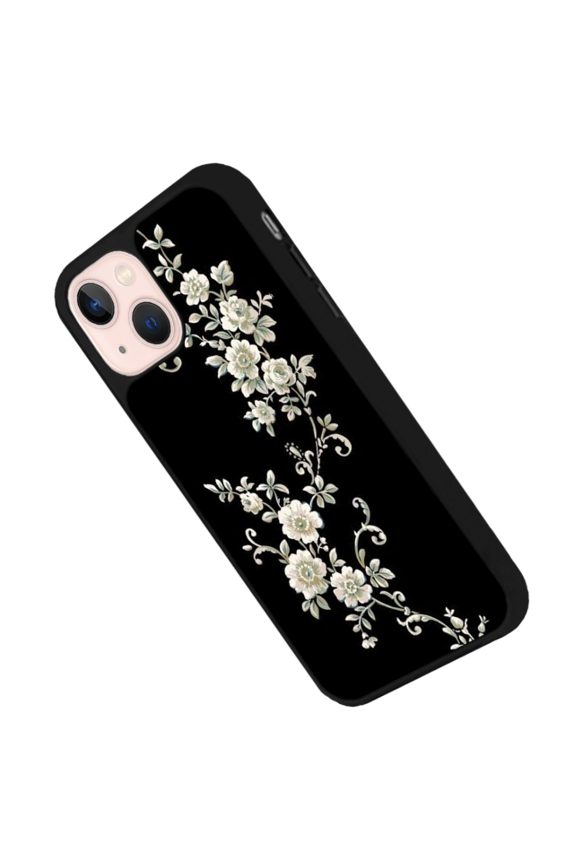 iPhone 15 Plus Uyumlu Yaldizli Cicek Tasarımlı Glossy Premium Kılıf