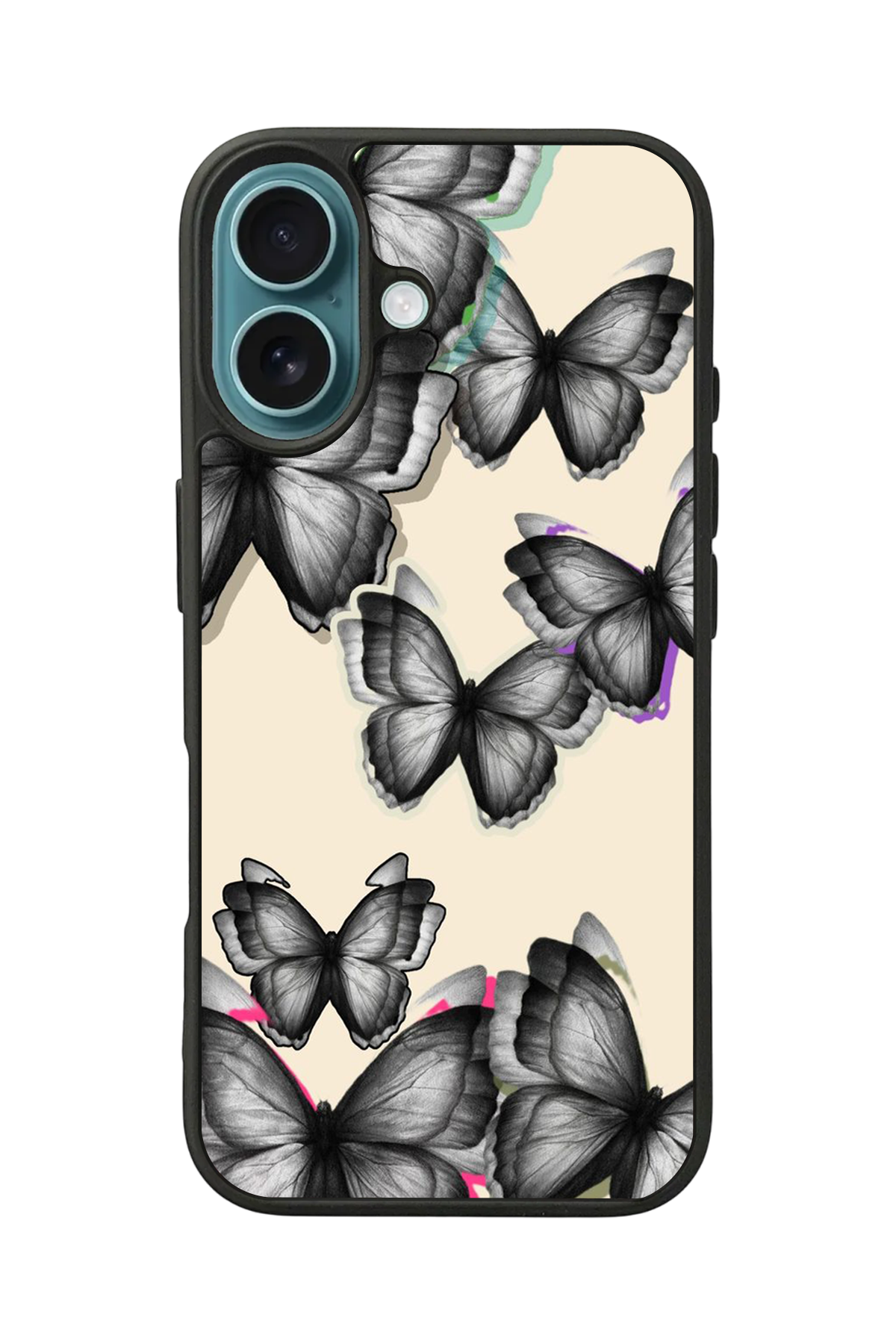 iPhone 16 Plus Uyumlu Kelebek Tasarımlı Glossy Premium Kılıf