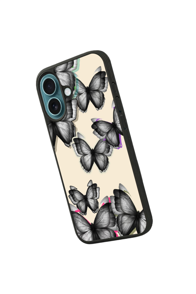 iPhone 16 Plus Uyumlu Kelebek Tasarımlı Glossy Premium Kılıf