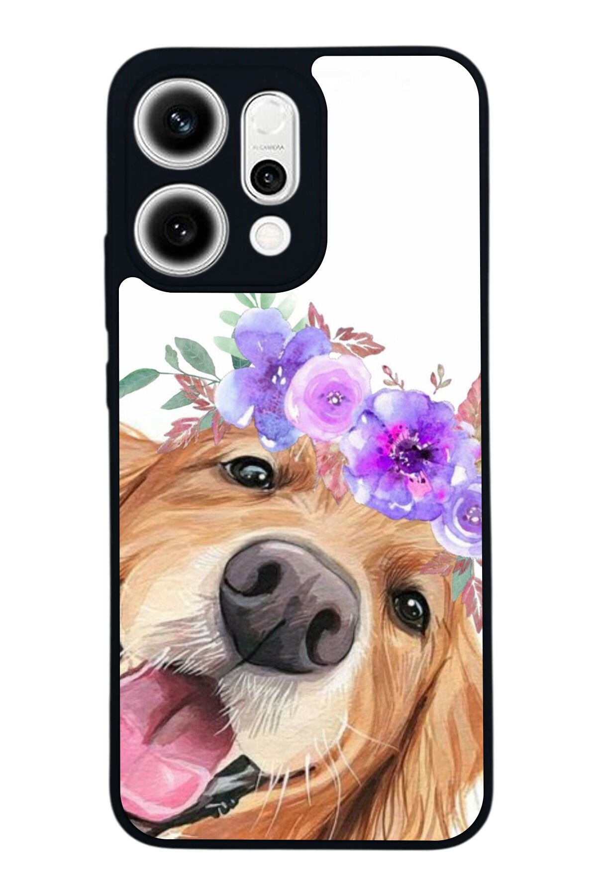 Oppo Reno 14 Uyumlu Golden Kopek Tasarımlı Glossy Premium Kılıf