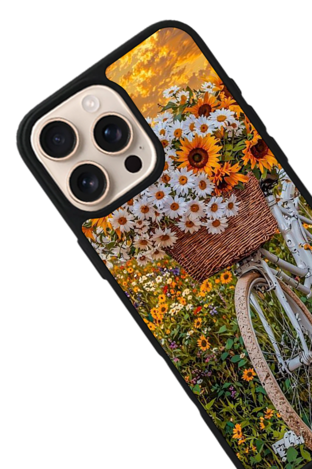 iPhone 15 Pro Uyumlu Cicek Tasarımlı Glossy Premium Kılıf