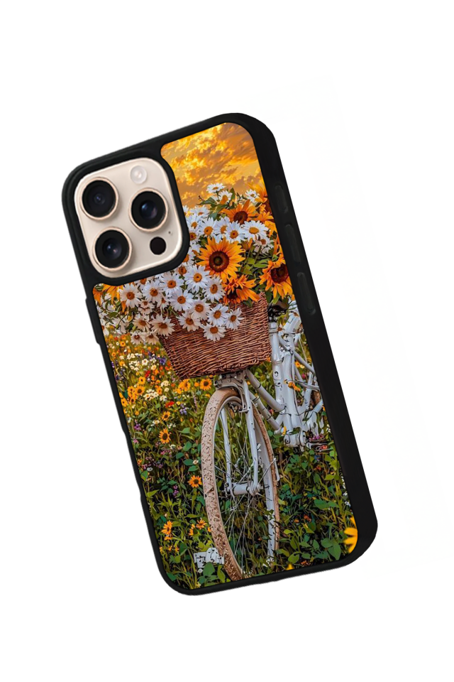 iPhone 15 Pro Uyumlu Cicek Tasarımlı Glossy Premium Kılıf