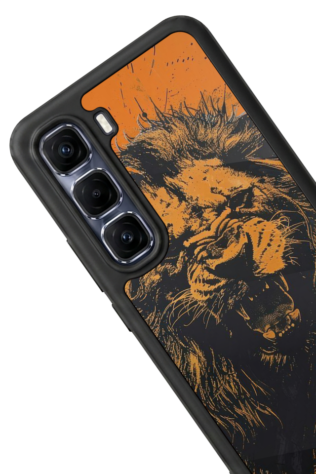 Infinix Hot 60 Pro Plus Uyumlu Aslan Tasarımlı Glossy Premium Kılıf