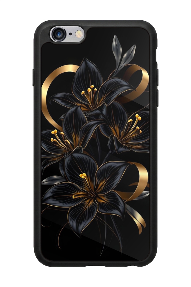 iPhone 6s Plus Uyumlu Yaldizli Cicek Tasarımlı Glossy Premium Kılıf