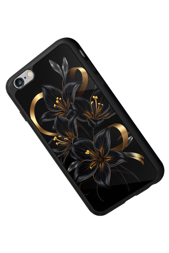 iPhone 6s Plus Uyumlu Yaldizli Cicek Tasarımlı Glossy Premium Kılıf