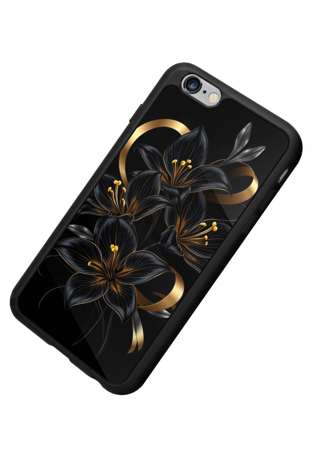 iPhone 6s Plus Uyumlu Yaldizli Cicek Tasarımlı Glossy Premium Kılıf