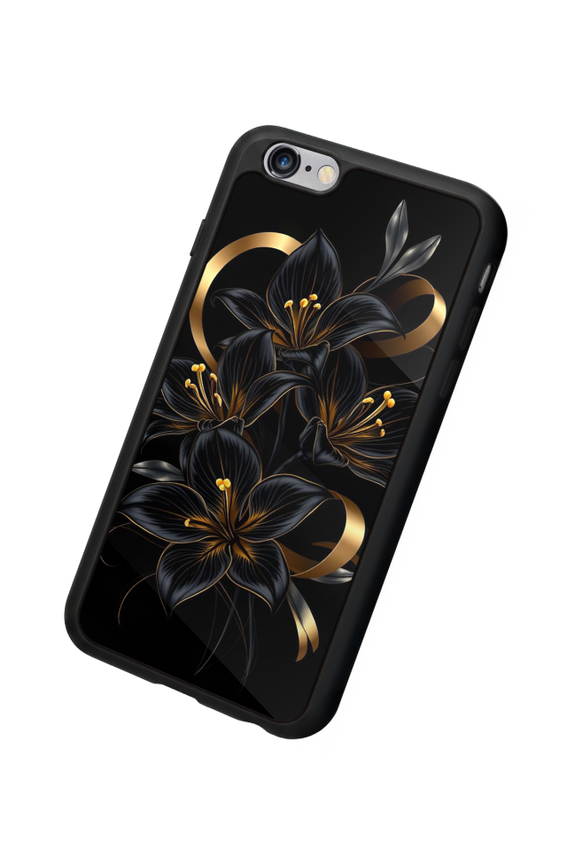 iPhone 6s Plus Uyumlu Yaldizli Cicek Tasarımlı Glossy Premium Kılıf