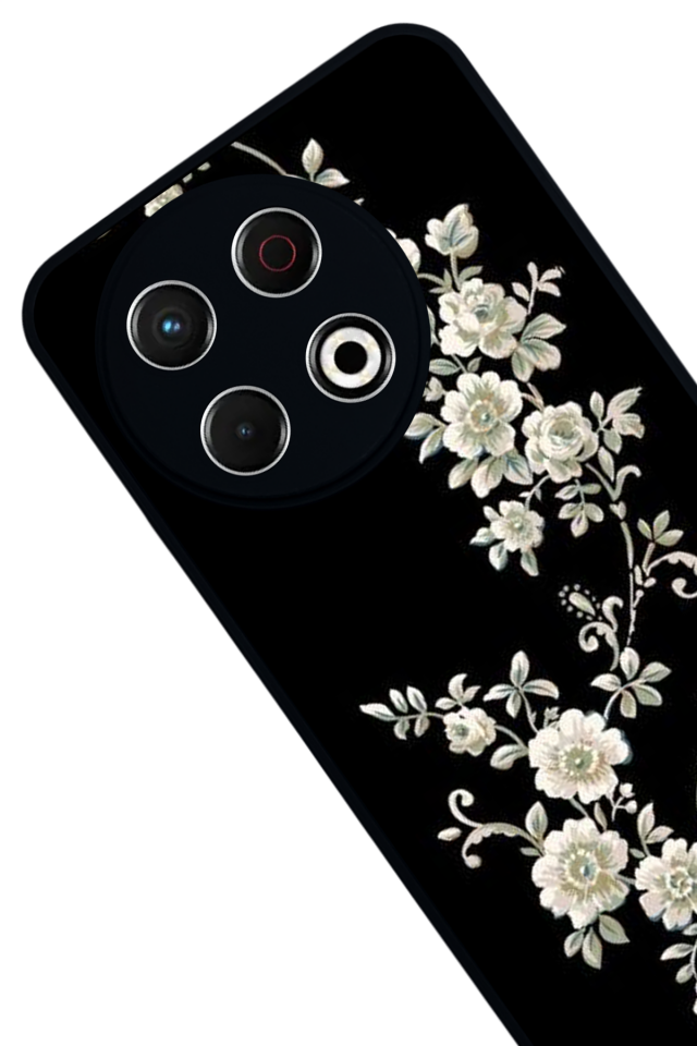 Tecno Spark 30 Pro Uyumlu Yaldizli Cicek Tasarımlı Glossy Premium Kılıf