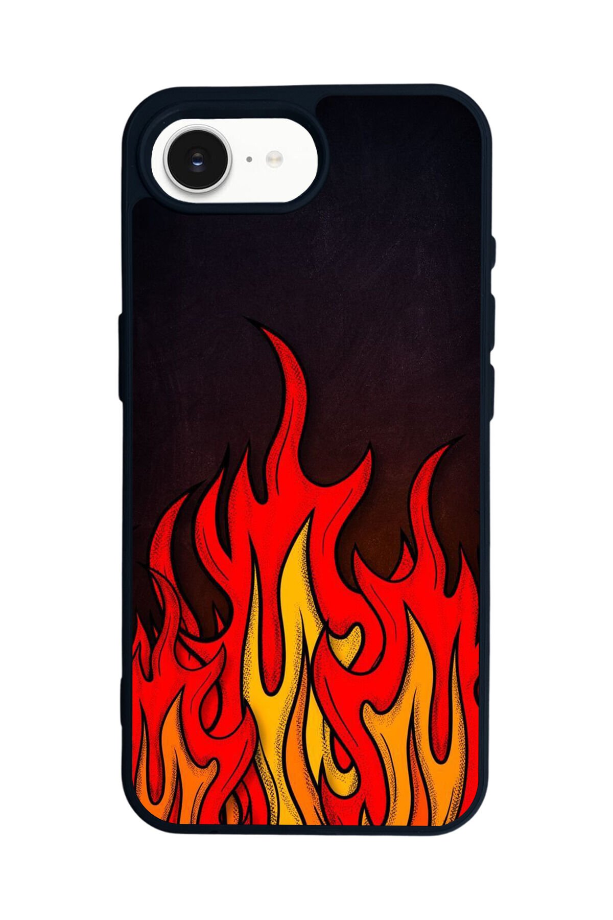 iPhone 16E Uyumlu Retro Flame Patterns Tasarımlı Glossy Premium Kılıf