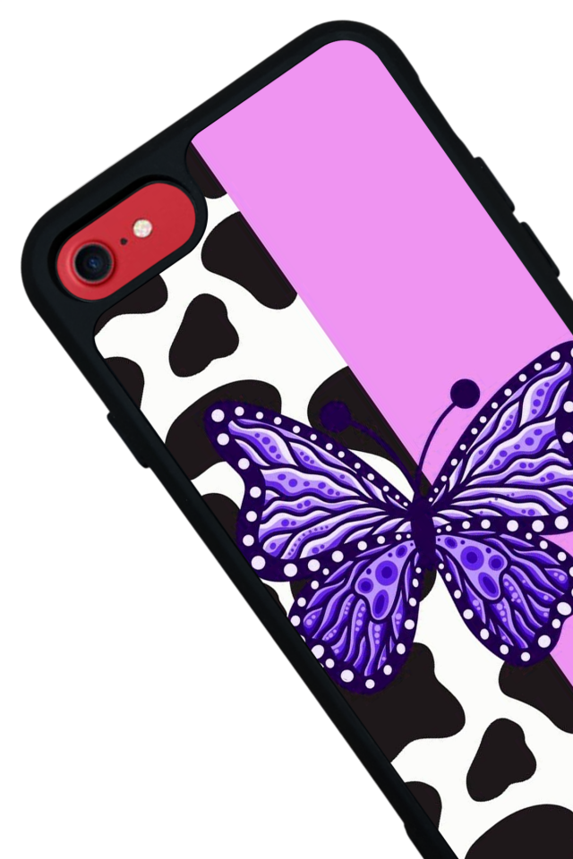 iPhone SE Uyumlu Kelebek Tasarımlı Glossy Premium Kılıf