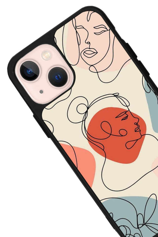 iPhone 13 Mini Uyumlu Line Art Tasarımlı Glossy Premium Kılıf