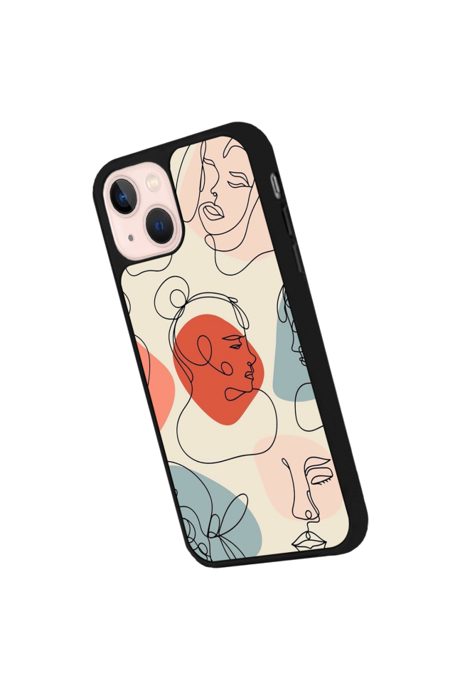 iPhone 13 Mini Uyumlu Line Art Tasarımlı Glossy Premium Kılıf