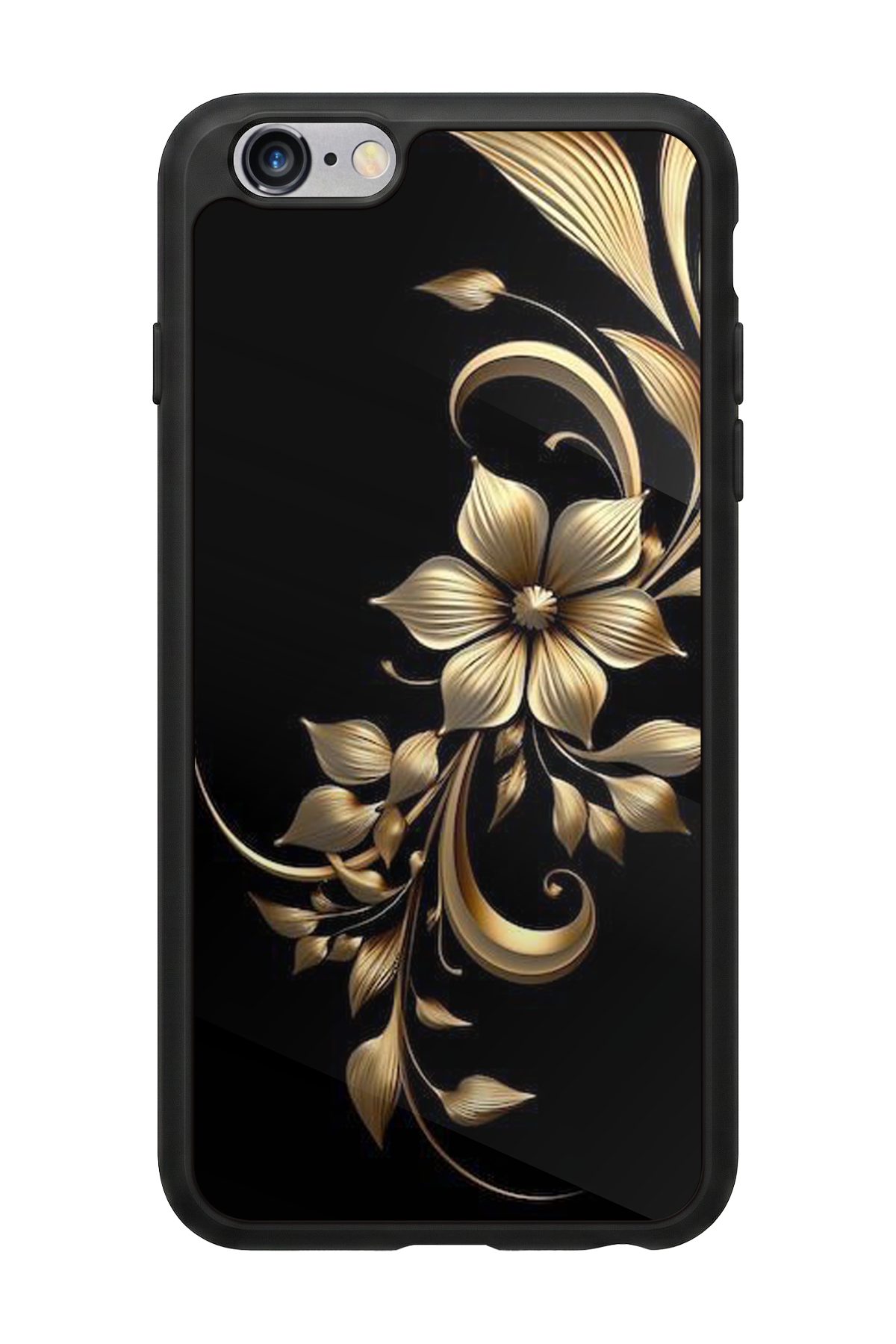 iPhone 6s Plus Uyumlu Yaldizli Cicek Tasarımlı Glossy Premium Kılıf