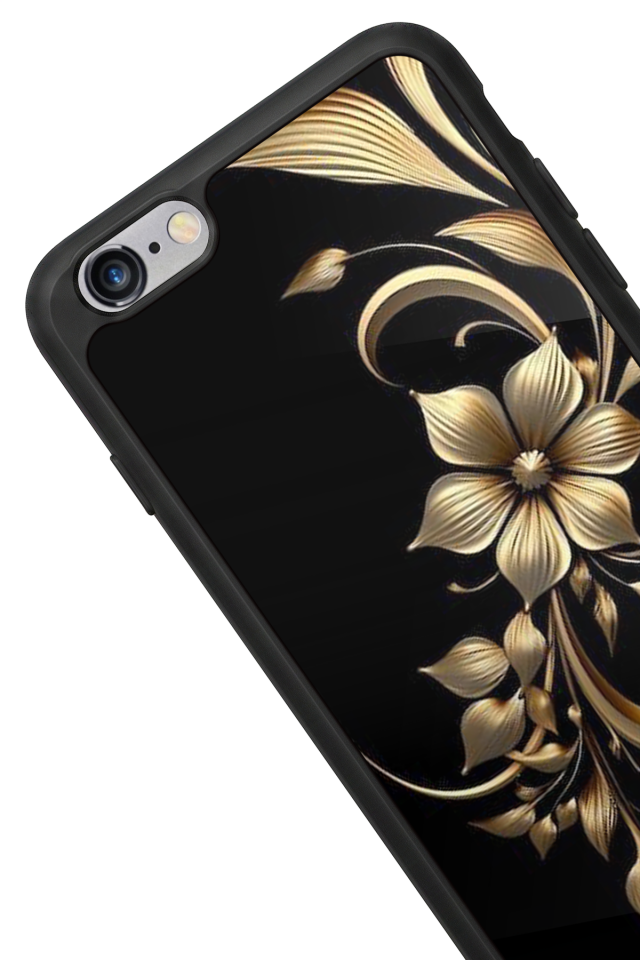 iPhone 6s Plus Uyumlu Yaldizli Cicek Tasarımlı Glossy Premium Kılıf