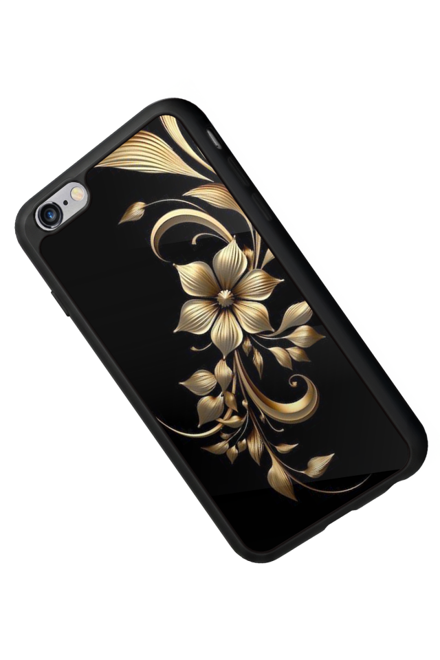 iPhone 6s Plus Uyumlu Yaldizli Cicek Tasarımlı Glossy Premium Kılıf