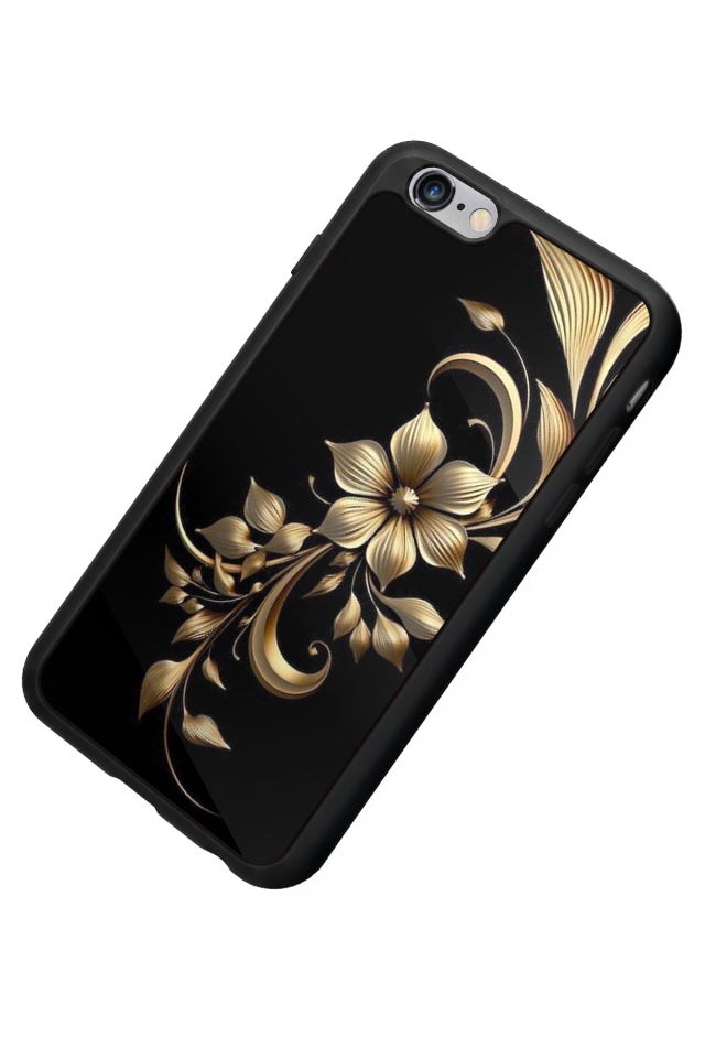 iPhone 6s Plus Uyumlu Yaldizli Cicek Tasarımlı Glossy Premium Kılıf