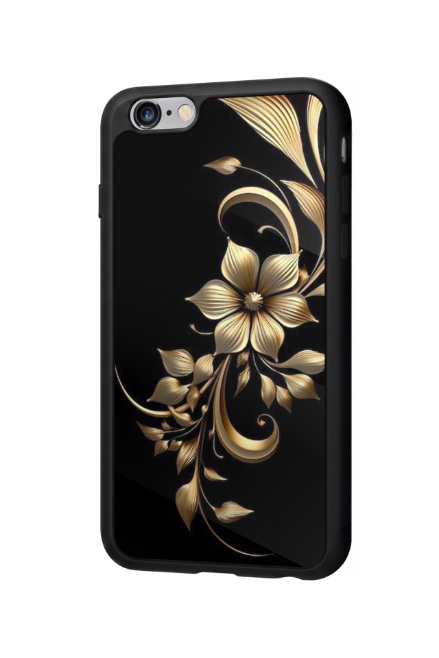 iPhone 6s Plus Uyumlu Yaldizli Cicek Tasarımlı Glossy Premium Kılıf