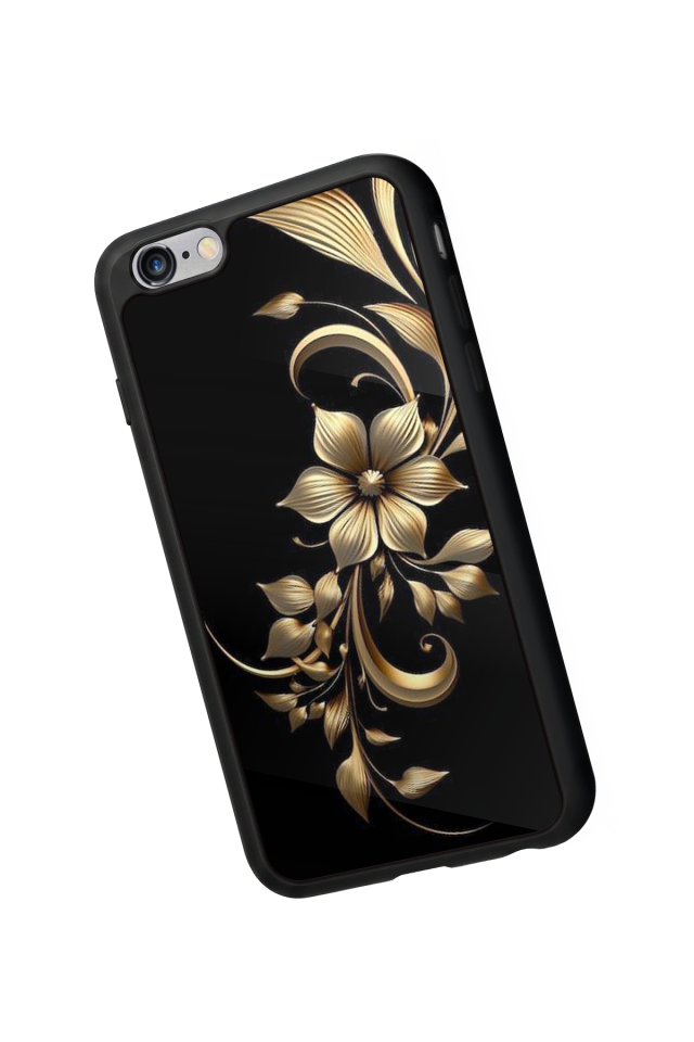 iPhone 6s Plus Uyumlu Yaldizli Cicek Tasarımlı Glossy Premium Kılıf