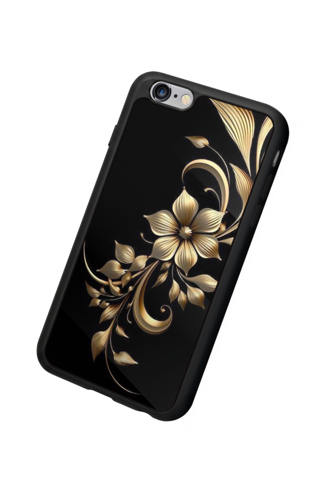 iPhone 6s Plus Uyumlu Yaldizli Cicek Tasarımlı Glossy Premium Kılıf
