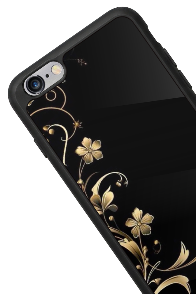 iPhone 6s Plus Uyumlu Yaldizli Cicek Tasarımlı Glossy Premium Kılıf