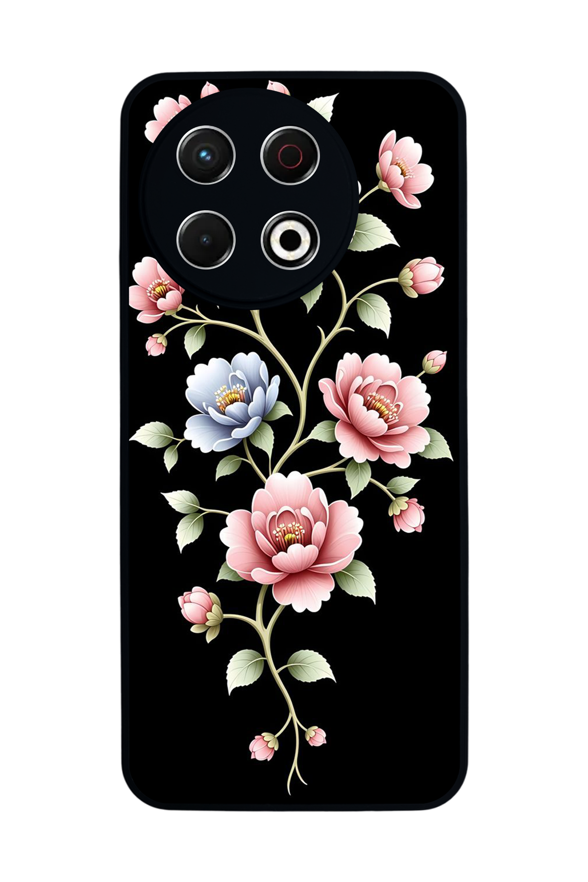 Tecno Spark 30 Pro Uyumlu Yaldizli Cicek Tasarımlı Glossy Premium Kılıf