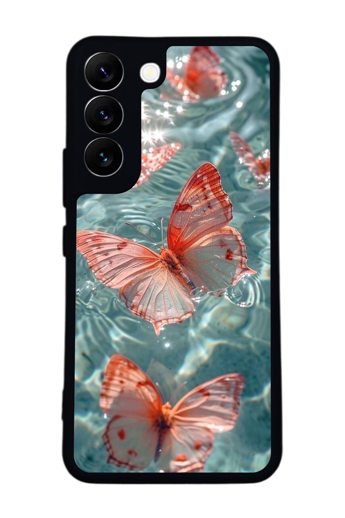 Samsung Galaxy S22 Uyumlu Kelebek Tasarımlı Glossy Premium Kılıf