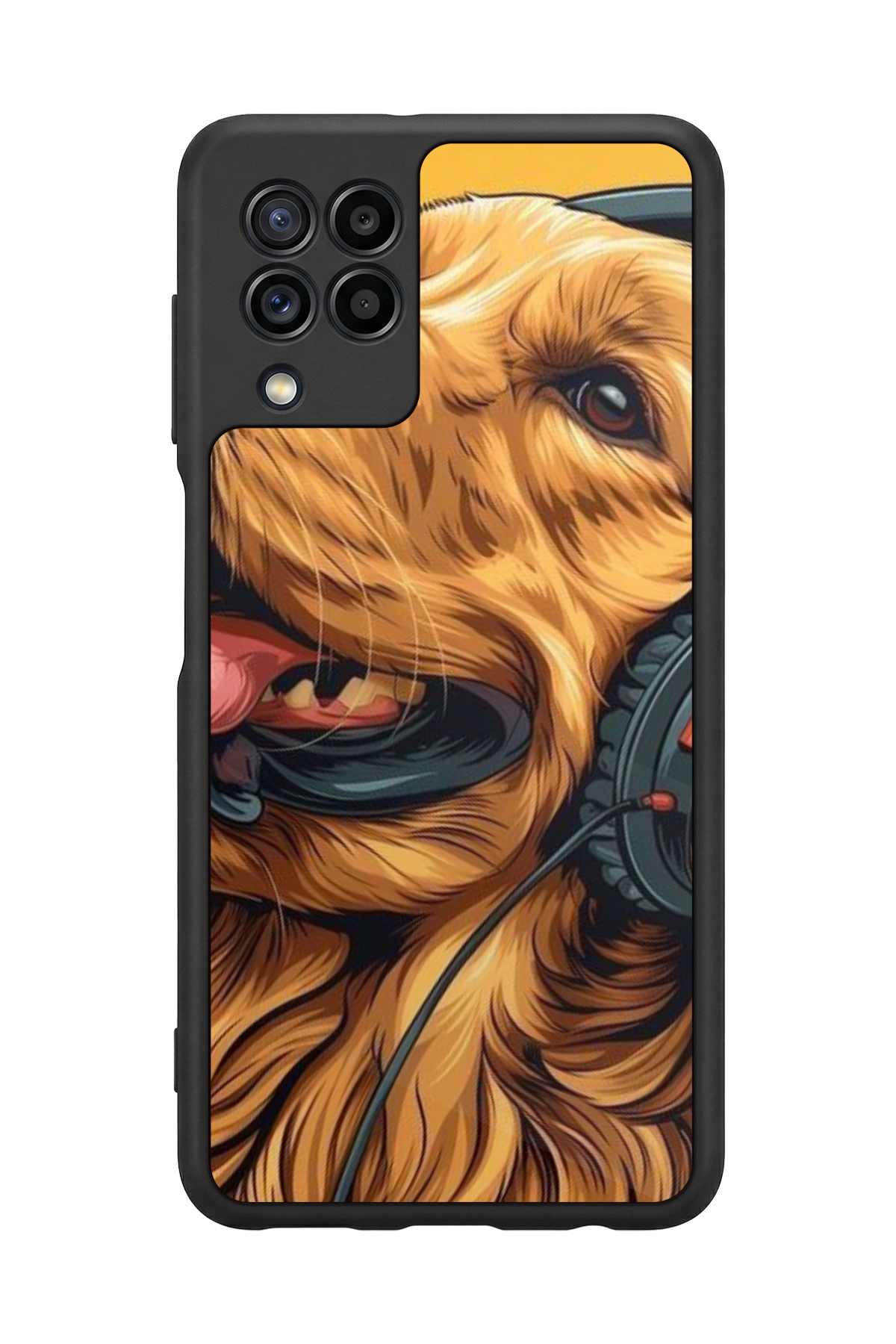 Samsung Galaxy M22 Uyumlu Golden Kopek Tasarımlı Glossy Premium Kılıf