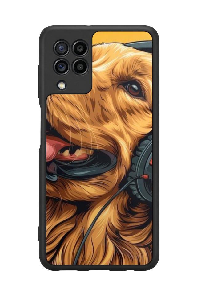 Samsung Galaxy M22 Uyumlu Golden Kopek Tasarımlı Glossy Premium Kılıf