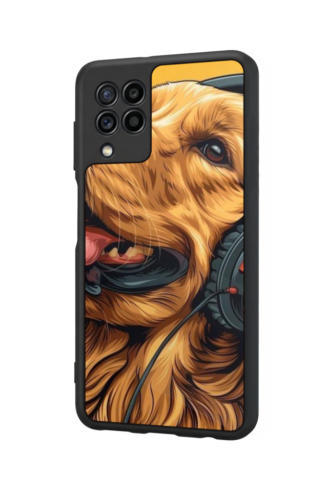 Samsung Galaxy M22 Uyumlu Golden Kopek Tasarımlı Glossy Premium Kılıf