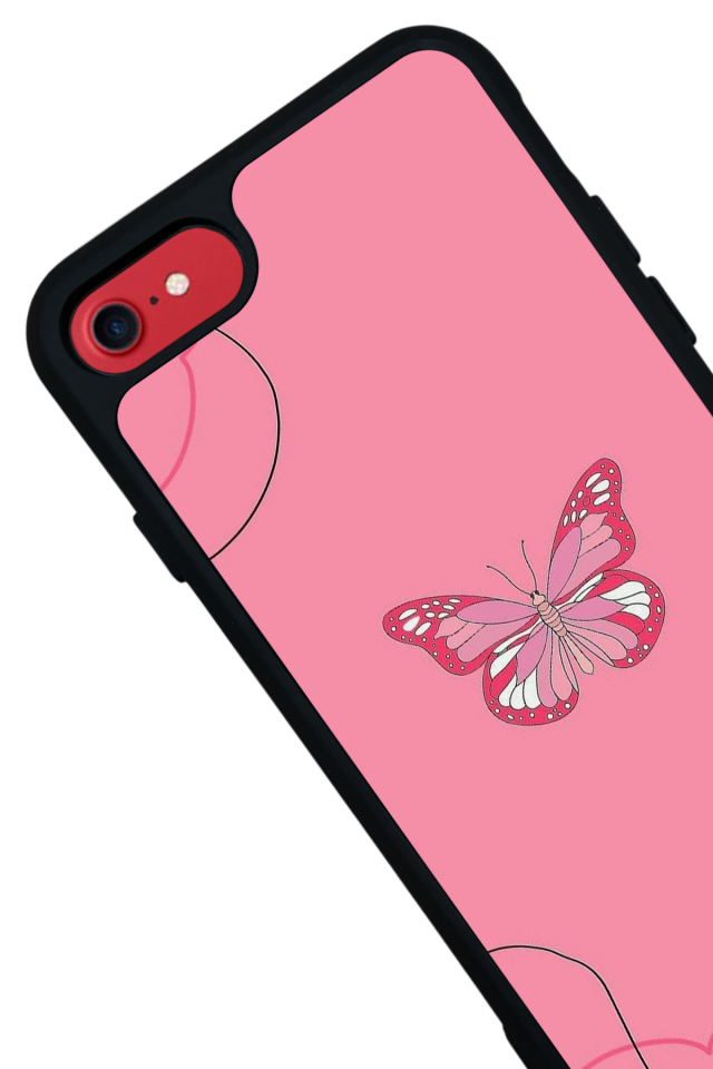 iPhone SE Uyumlu Kelebek Tasarımlı Glossy Premium Kılıf
