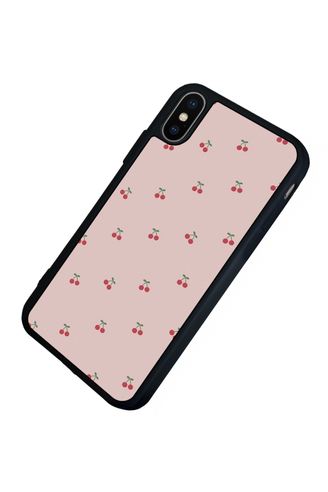 iPhone X/ XS Uyumlu Kiraz Tasarımlı Glossy Premium Kılıf