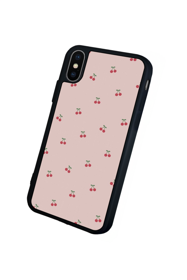 iPhone X/ XS Uyumlu Kiraz Tasarımlı Glossy Premium Kılıf