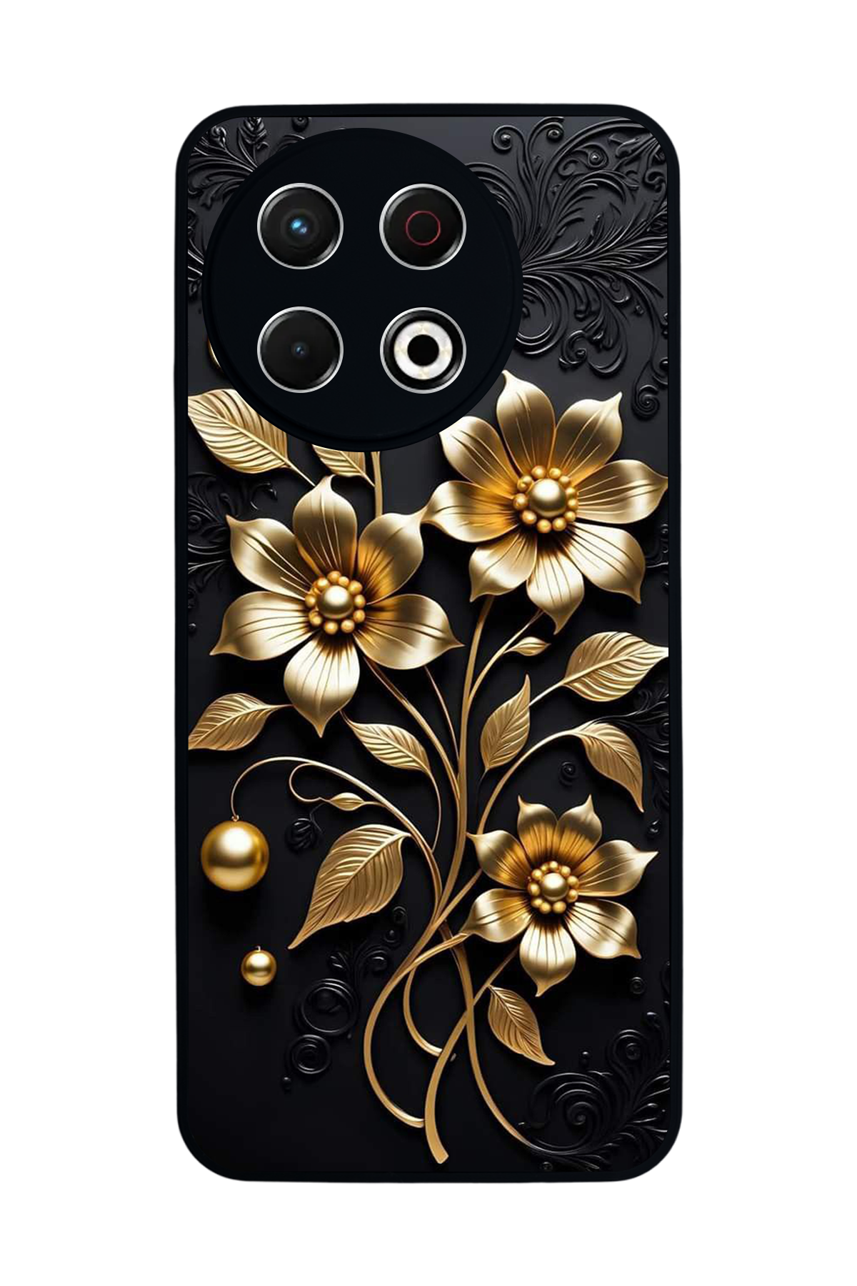 Tecno Spark 30 Pro Uyumlu Kirmizi ve Kaplan Tasarımlı Glossy Premium Kılıf