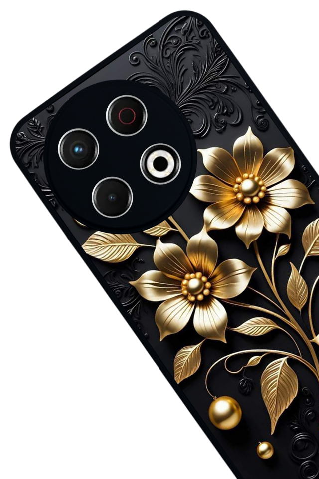 Tecno Spark 30 Pro Uyumlu Kirmizi ve Kaplan Tasarımlı Glossy Premium Kılıf