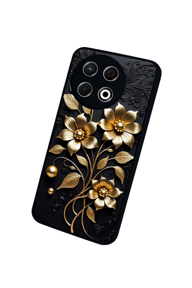 Tecno Spark 30 Pro Uyumlu Kirmizi ve Kaplan Tasarımlı Glossy Premium Kılıf