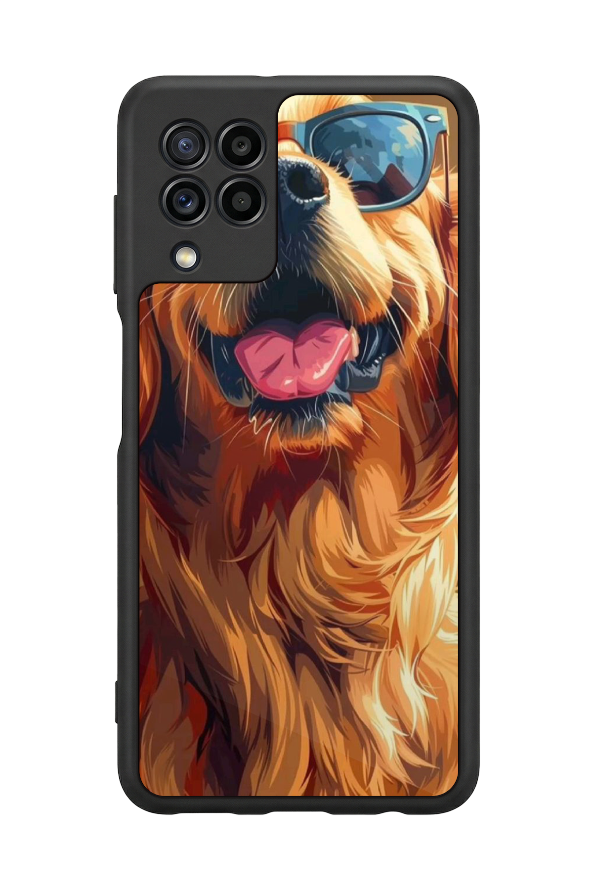 Samsung Galaxy M22 Uyumlu Golden Kopek Tasarımlı Glossy Premium Kılıf