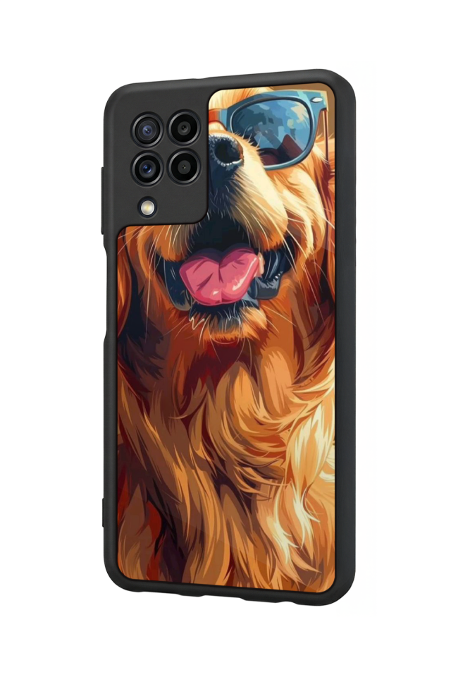 Samsung Galaxy M22 Uyumlu Golden Kopek Tasarımlı Glossy Premium Kılıf