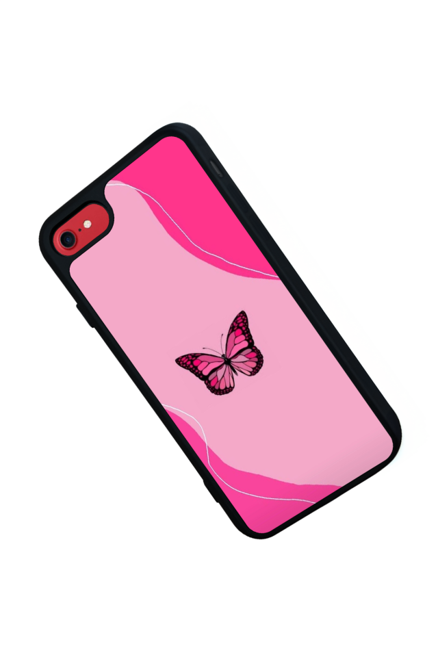 iPhone SE Uyumlu Kelebek Tasarımlı Glossy Premium Kılıf