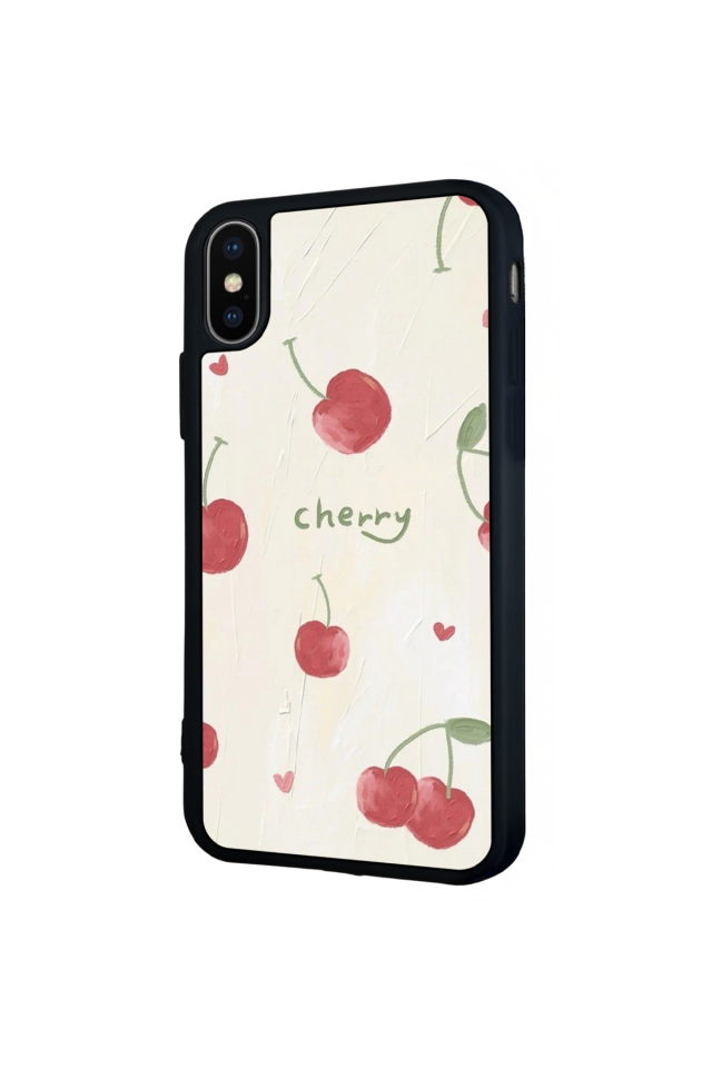 iPhone X/ XS Uyumlu Kiraz Tasarımlı Glossy Premium Kılıf