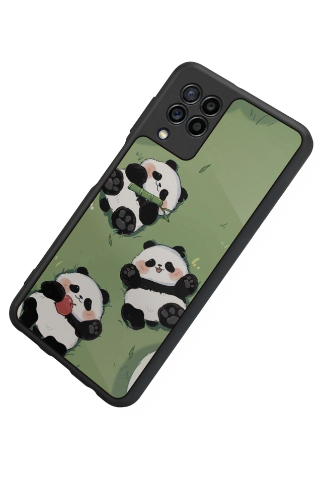 Samsung Galaxy M32 Uyumlu Panda Tasarımlı Glossy Premium Kılıf