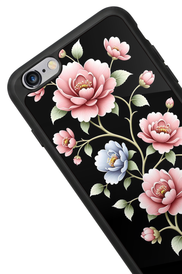iPhone 6s Plus Uyumlu Yaldizli Cicek Tasarımlı Glossy Premium Kılıf