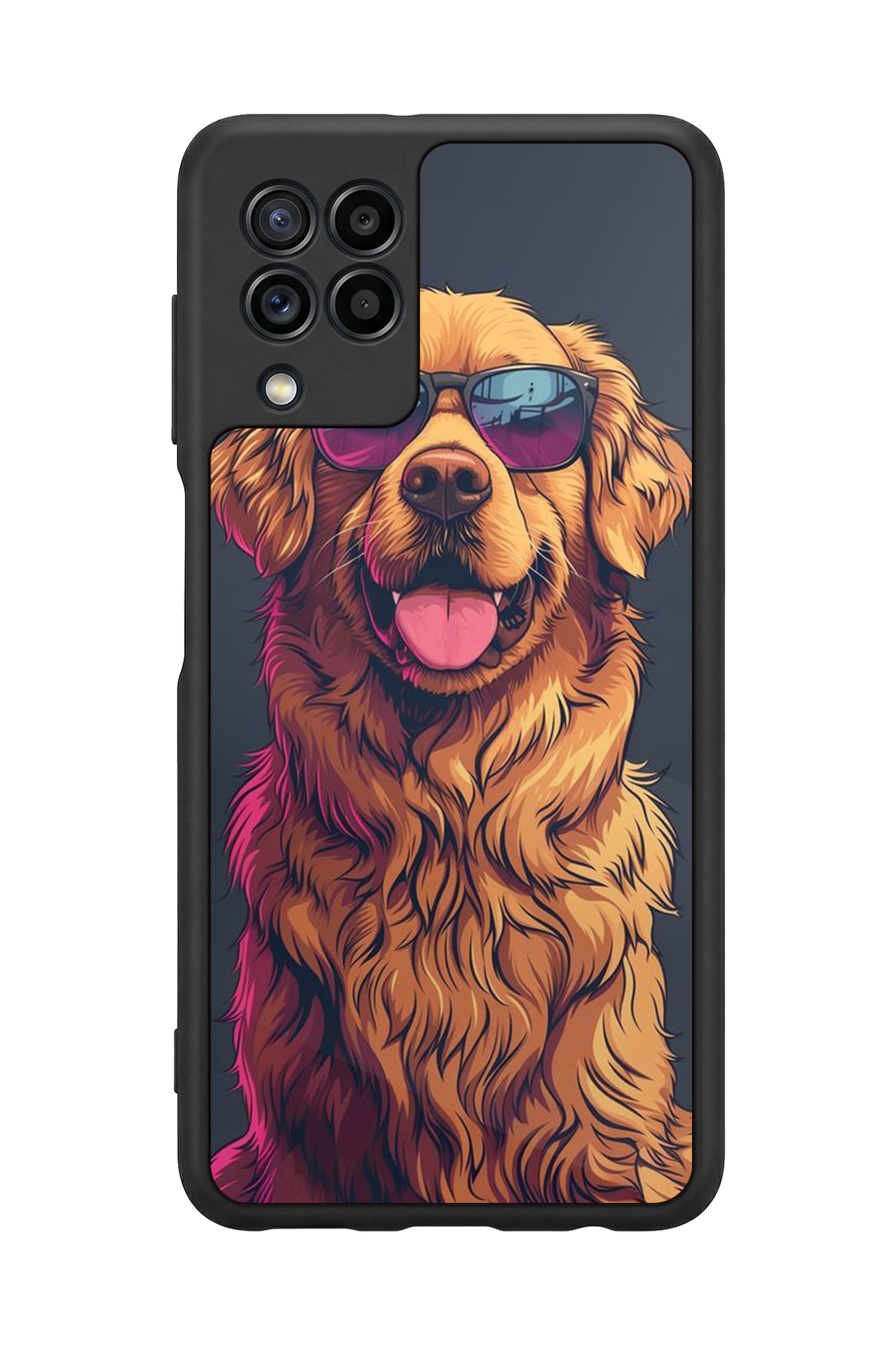 Samsung Galaxy M22 Uyumlu Golden Kopek Tasarımlı Glossy Premium Kılıf