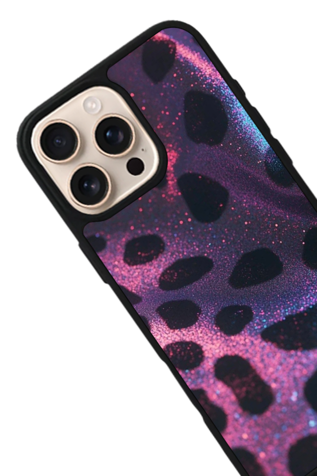 iPhone 16 Pro Uyumlu Hologram Leopar Tasarımlı Glossy Premium Kılıf