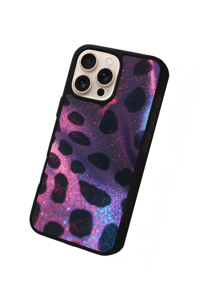 iPhone 16 Pro Uyumlu Hologram Leopar Tasarımlı Glossy Premium Kılıf