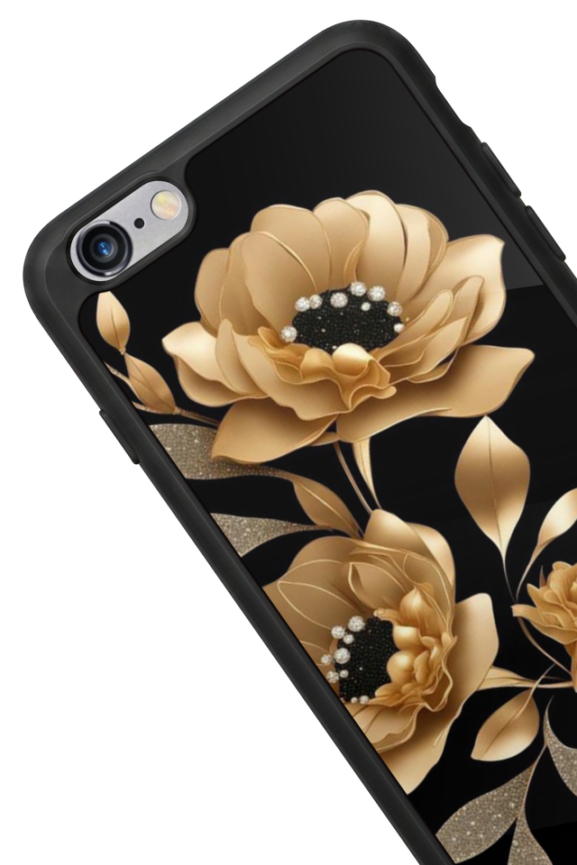 iPhone 6s Plus Uyumlu Yaldizli Cicek Tasarımlı Glossy Premium Kılıf